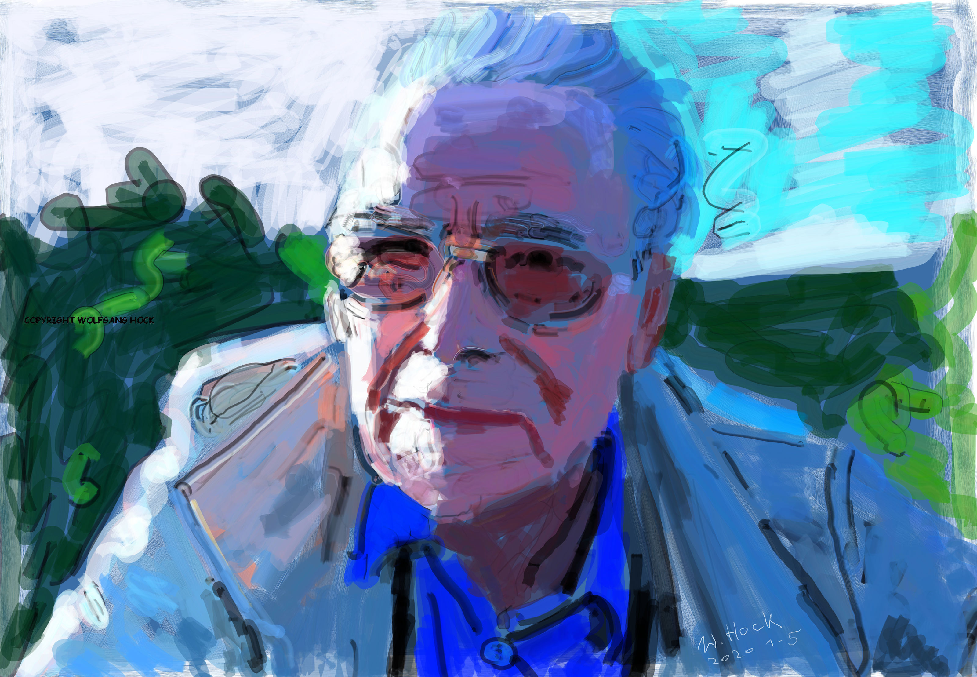 Portrait meines Vaters - My father's portrait - Retrato do meu pai 2020   Handmade digital painting on canvas 160 x 120 cm (186 megapixels)