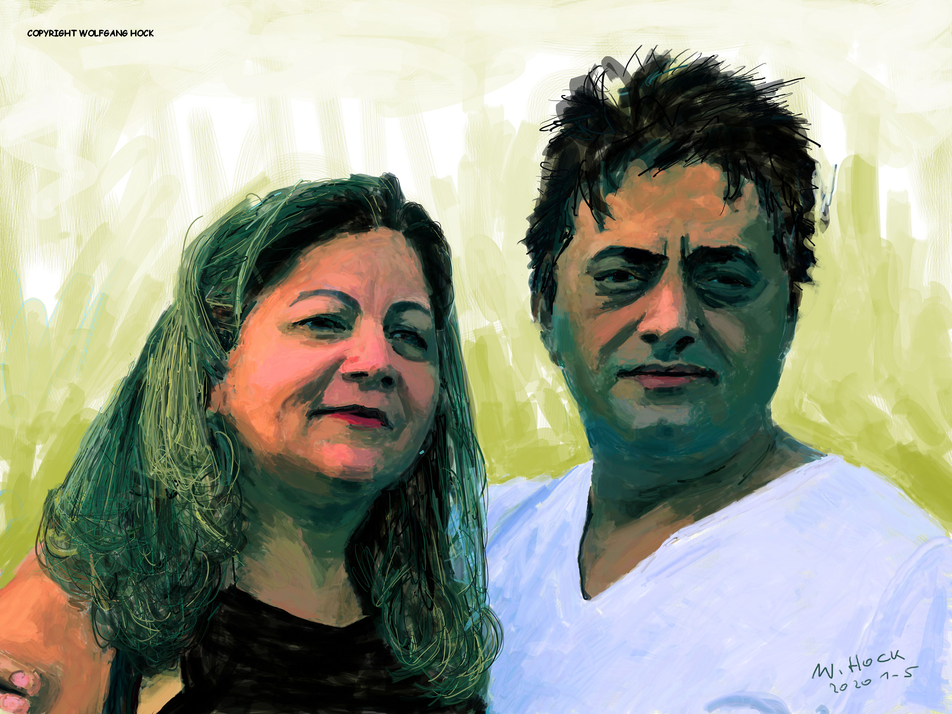 Ehepaar II - Couple II - Casal II 2020   Handmade digital painting on canvas 160 x 120 cm (201 megapixels)