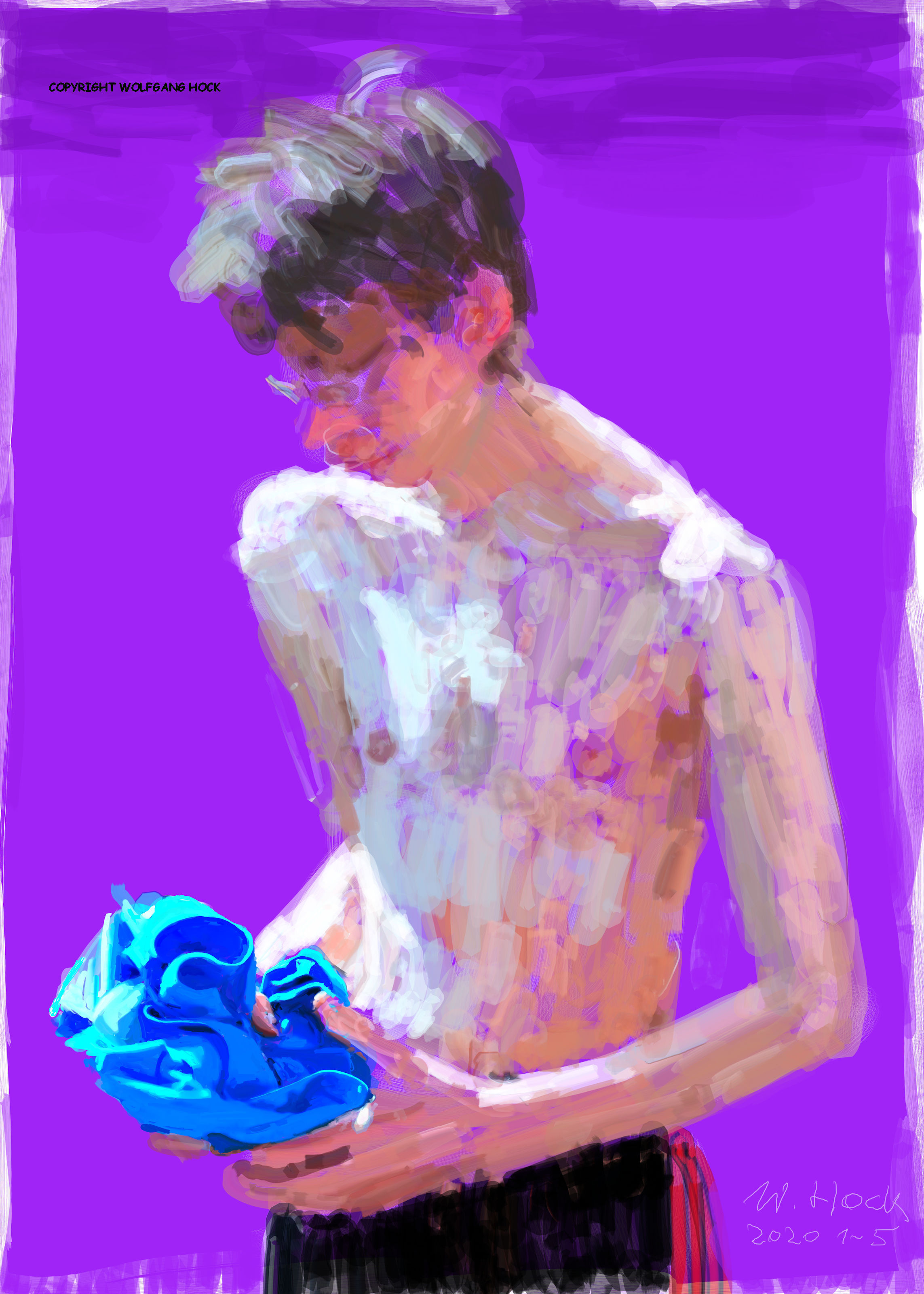 Magerer Junge - Skinny boy - Rapaz magro 2020   Handmade digital painting on canvas 100 x 140 cm (192 megapixels)