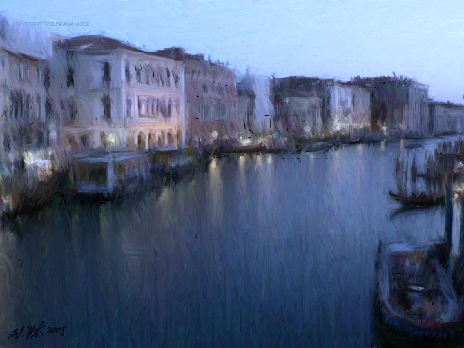 Canal grande in the evening I 2008   Inkjet printed computer painting on paper, edition of 5 53 x 40 cm (5 megapixel)